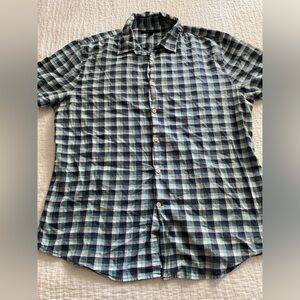 EUC John Varvatos Short Sleeve Striped Button Down Shirt Men’s Size Large